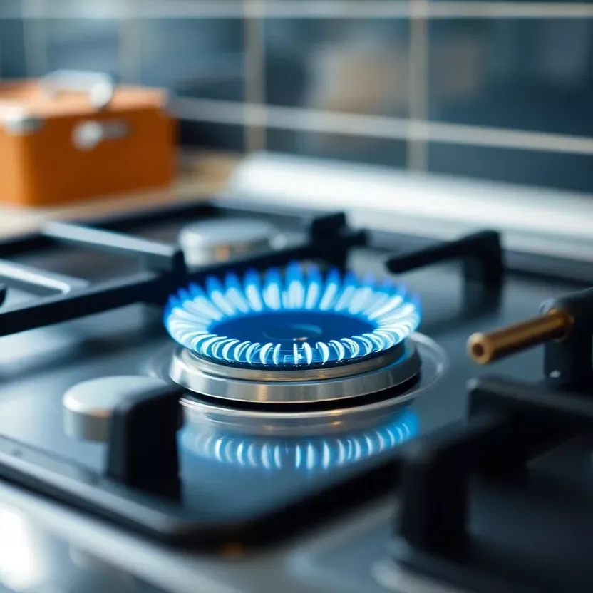 Técnico instalando cocina de gas